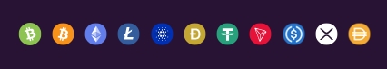 Lista de criptomoedas aceitas